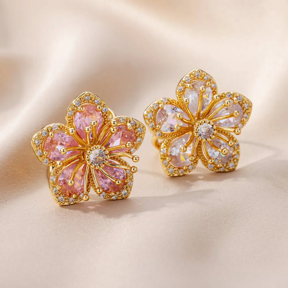 Edelstahl Blume Große Offene Ringe Für Frauen Gold Farbe Nachahmung Perle Hohlring Trendiger Ästhetischer Schmuck Geschenke