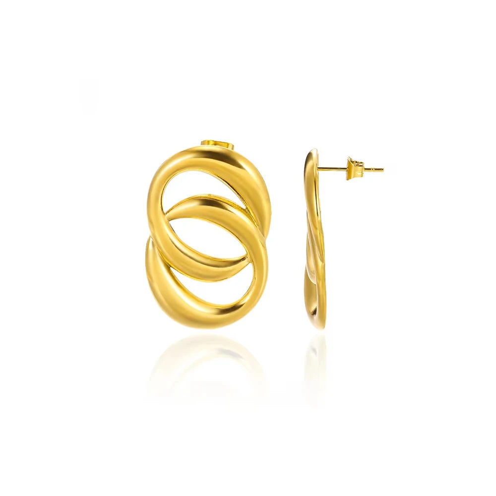 Punk Sonnen-Gesicht-Ohrstecker Edelstahl Ohrringe für Damen Goldfarbe Stern Piercing Ohr Accessoires Femme Gothic Schmuck Party Geschenk