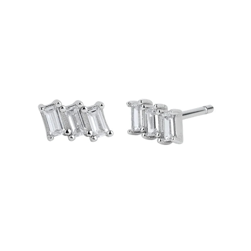 925 Sterling Silber Ohrnadel Mode Creolen Weiße Kristall Luxus Damen Silberohrringe Hochzeit Damenschmuck Geschenk