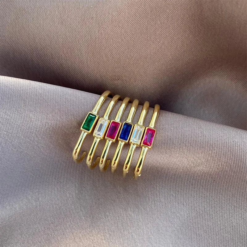 1 Paar Damen Bunte Zirkon Quadratische Ohrclips Geometrische U-förmige Creolen Tägliches Party-Pairing mit Schmuck