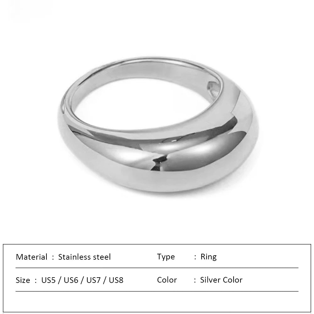 COLALA Wasserdichte, modische, schlichte Edelstahlringe für Frauen, Bogenringe Schmuck, nicht verblassend, geometrischer Ring Größe 5 6 7 8