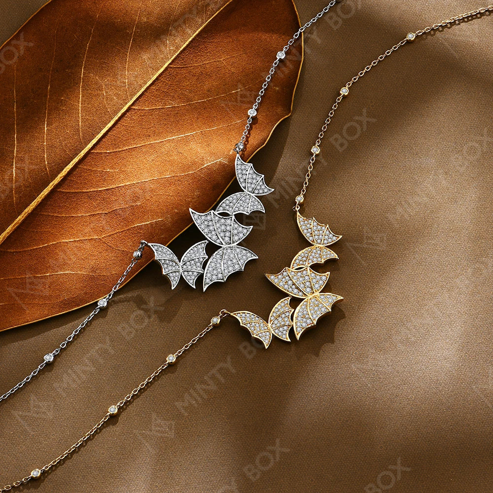 MINTYBOX S925 Sterling Silver Butterfly Moissanite Necklaces Lab Created Diamond for Women 45+5cm Chain Wedding Fine Jewelry