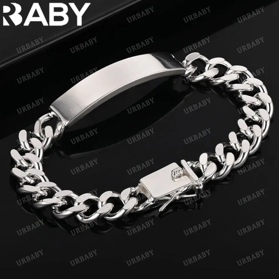URBABY 925 Sterlingsilber Quadratische Kettenarmbänder für Frauen Hochzeit Party Jahrestag Geschenk Mode Edelschmuck