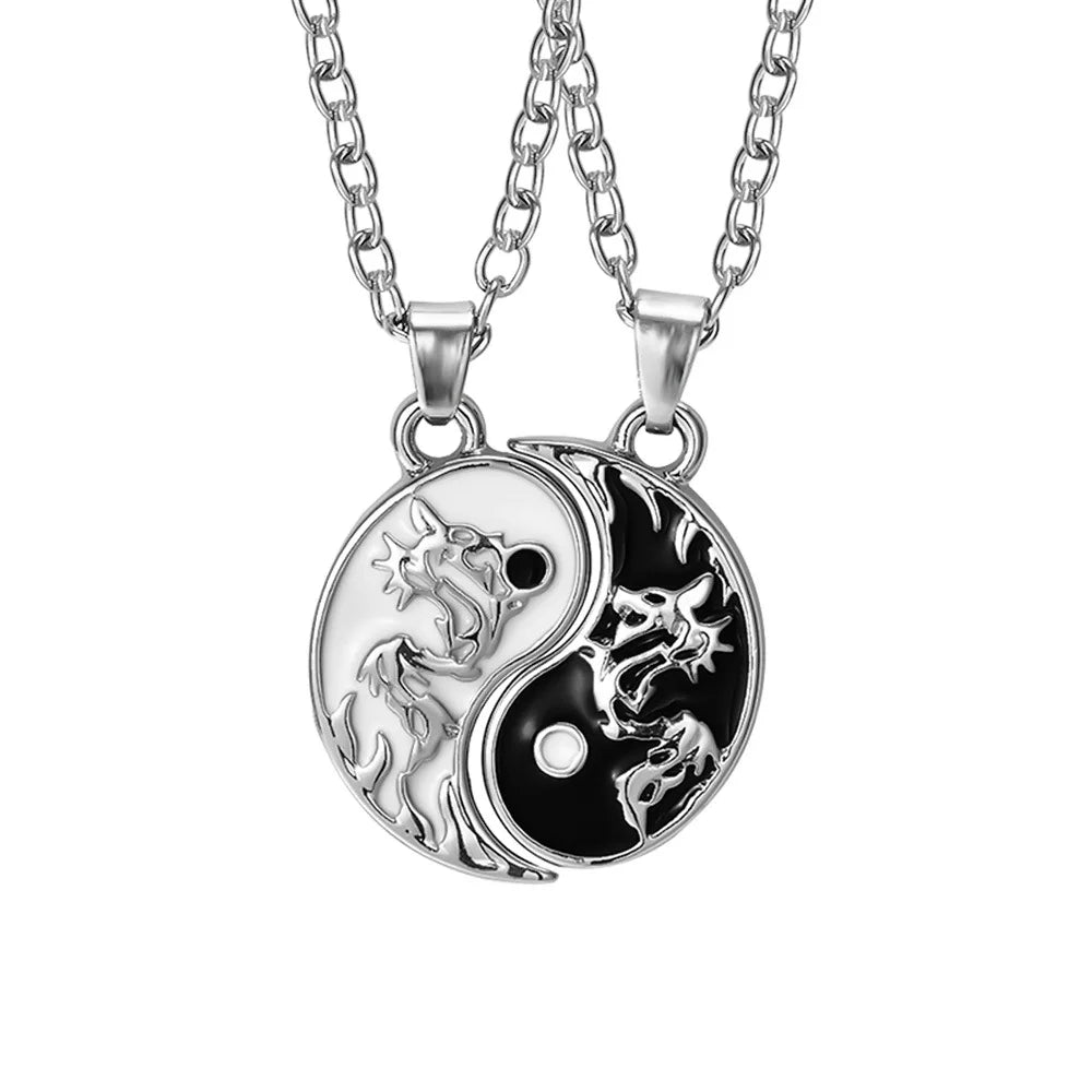 2 Collares de mejores amigos, joyas, Yin Yang, Tai Chi, colgantes para parejas, collares y colgantes unisex para amantes, regalo de San Valentín