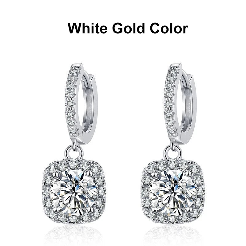 NeeTim 1ct Moissanit Tropfenohrringe S925 Sterlingsilber vergoldet Hochzeitsschmuck mit Zertifikat Creolen baumelnd