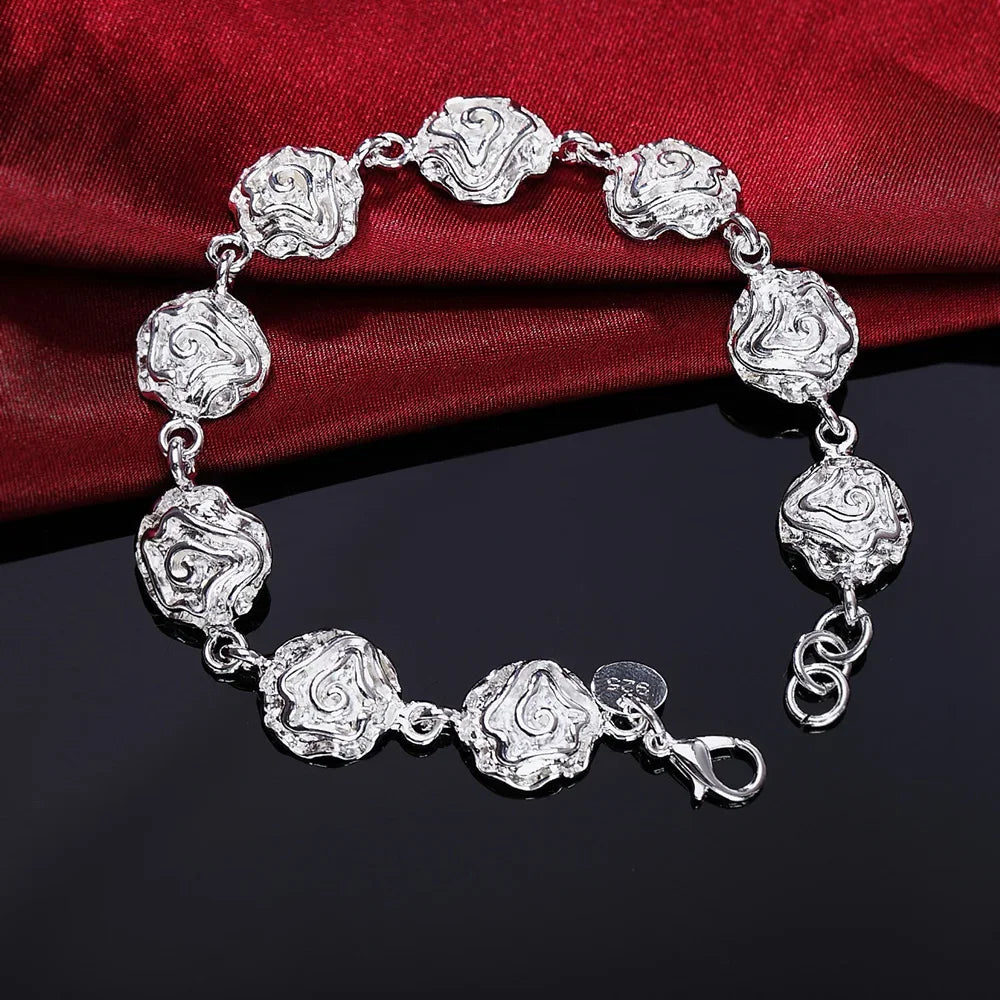 Edles 925er Sterlingsilber Quadratisches Massives Kettenarmband für Frauen Männer Charm Party Geschenk Hochzeit Modeschmuck Kostenloser Versand
