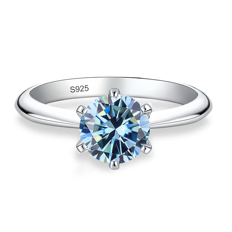 Anillos de Moissanita azules, rosas, morados y negros de 0.5ct 1ct 2ct 3ct de NeeTim para mujer, de plata de ley 925, banda para fiesta de boda, anillo de mujer