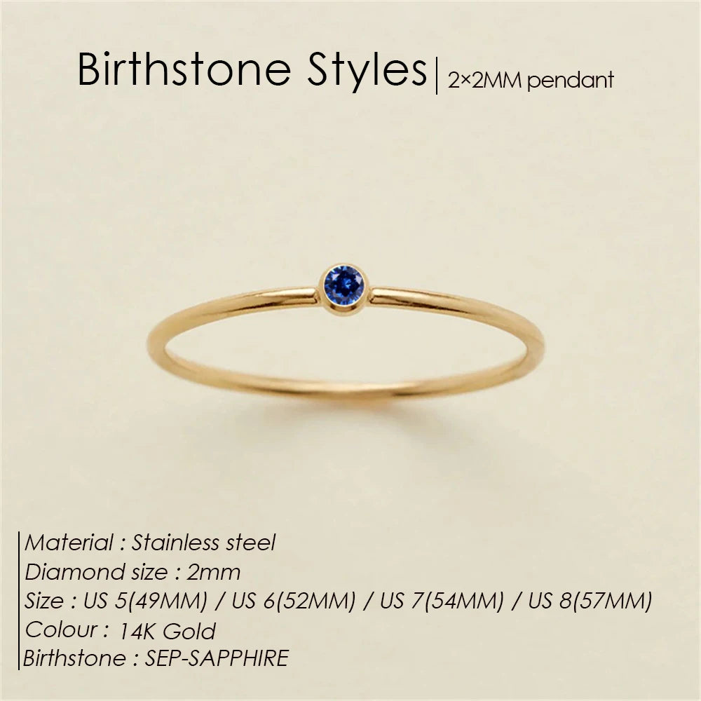 eManco Edelstahl Geburtssteinring Goldfarben Schlichter Modestil Für Damen Festival Party Geschenk