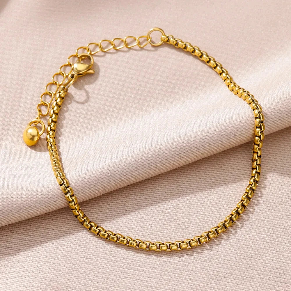 Edelstahl-Imitationsperlen-Fußkettchen für Damen, goldfarbene Kette, Knöchel-Armband, Fußkettchen, Sommer-Strandschmuck-Accessoires, Geschenk