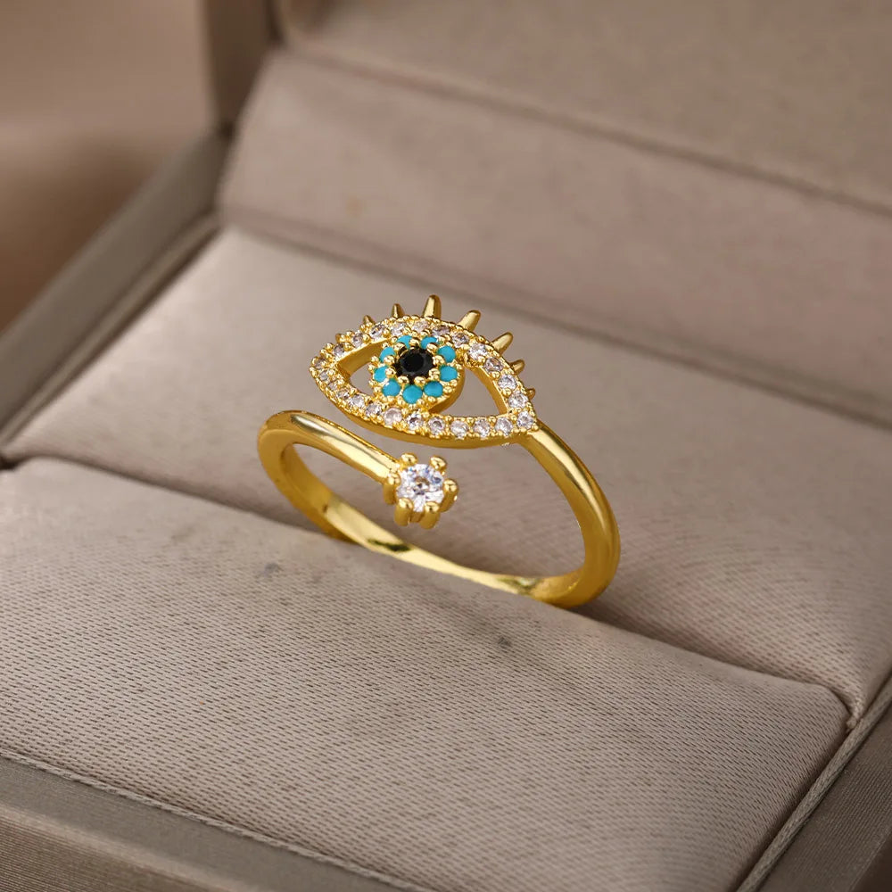 Bunte Zirkon runde Steinringe für Frauen Edelstahl Goldfarbe Fingerring Hochzeit Ästhetischer Schmuck Geschenk Bijoux Femme