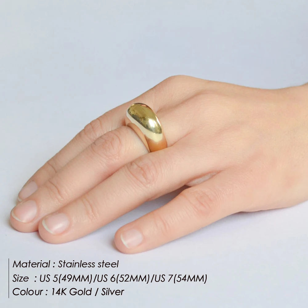 COLALA Wasserdichte, modische, schlichte Edelstahlringe für Frauen, Bogenringe Schmuck, nicht verblassend, geometrischer Ring Größe 5 6 7 8