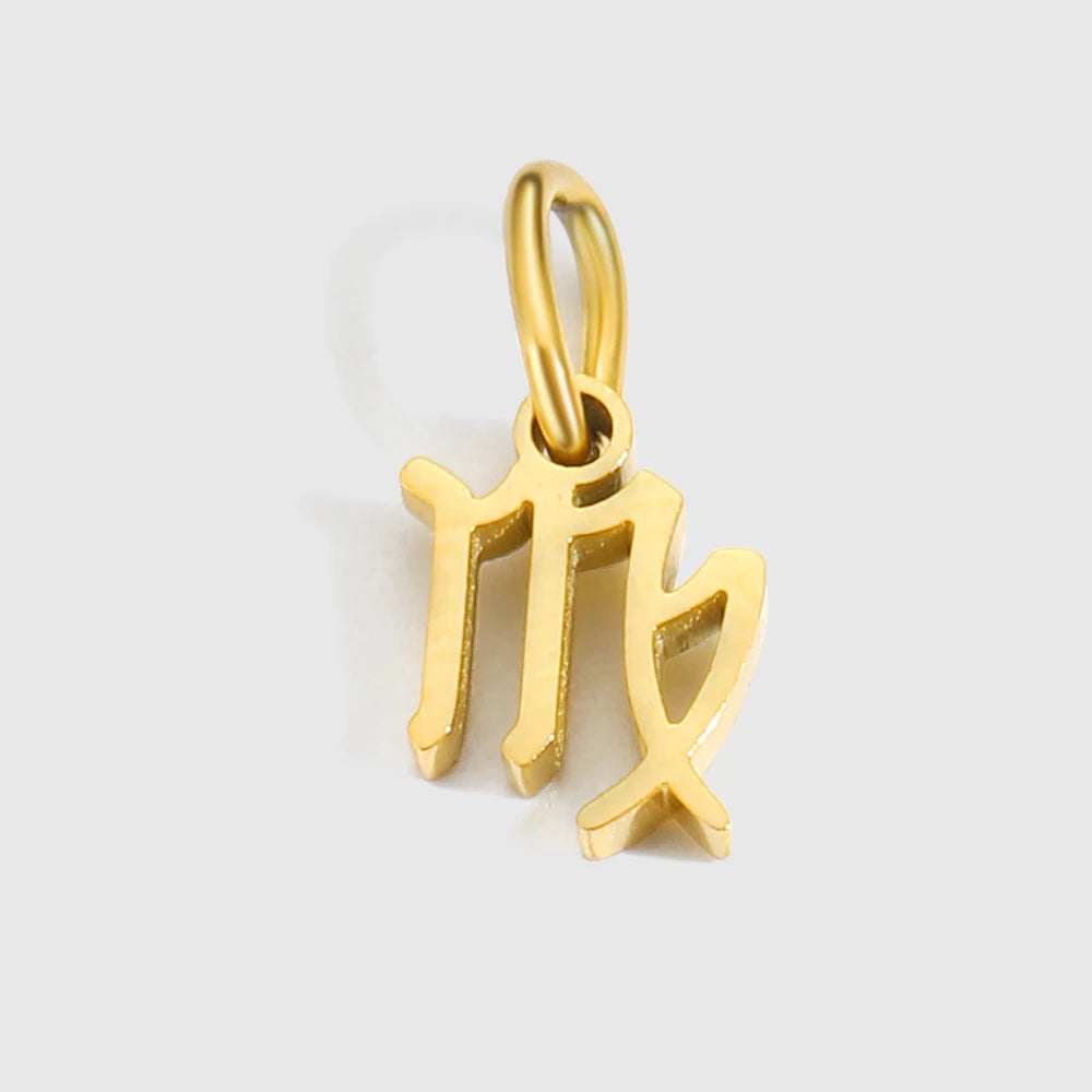 12 Zodiac Signs Pendant Accessories Stainless Steel Constellation Necklace Birthday Gift