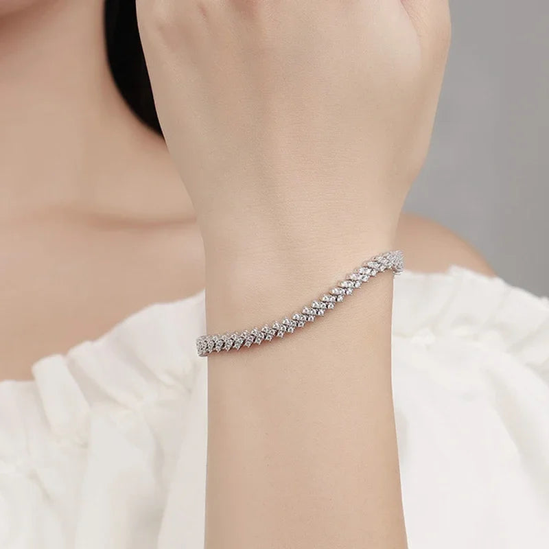 NeeTim Moissanite Tennisarmband 925 Sterling Silber Labor Diamant Armbänder mit Weißgold plattiert Edler Schmuck für Damen