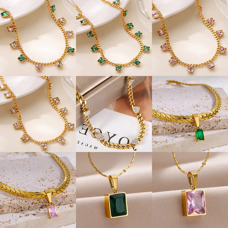 Collares con colgante de mariposa de circonita de lujo para mujer, cadena de acero inoxidable chapado en oro, collar, joyería de boda, novedad de 2025