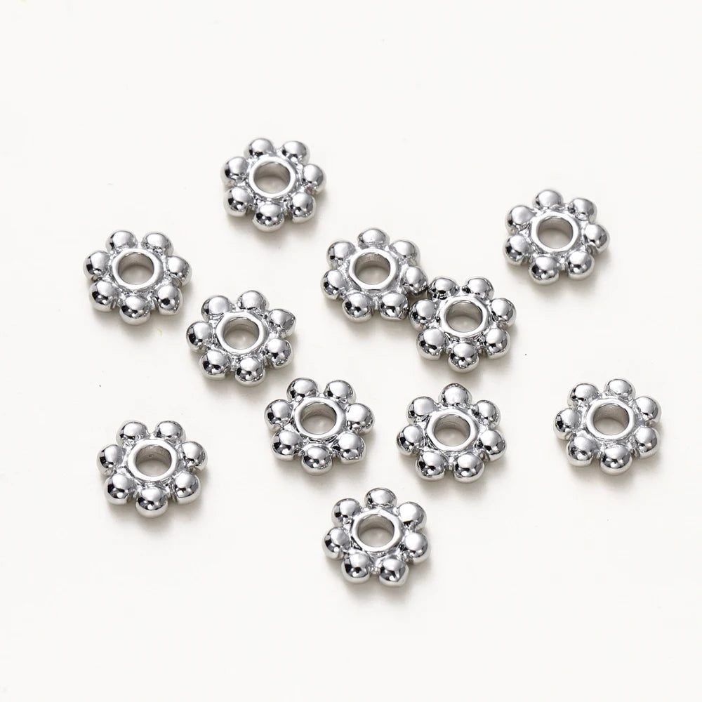 20 Stück 14K 18K Goldfarbe Gänseblümchen Zwischenperlen Mini Messing Spacer Beads Anhänger für DIY Armband Halskette Schmuckherstellung