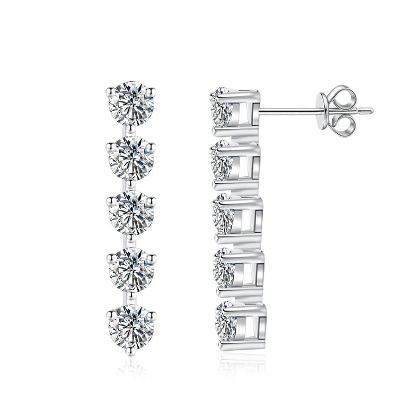 NeeTim Pendientes de moissanita completa de 3 mm para mujer, joyería fina para boda, plata de ley 925 con chapado en oro blanco, aretes de fiesta