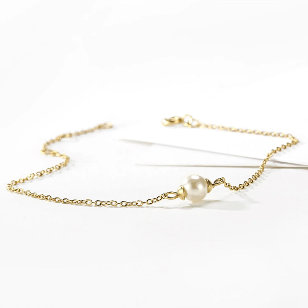 Minimalistische Armbänder aus Edelstahl für Frauen, Armband mit künstlichen Perlen, Damen-Charm-Armband, Schmuck