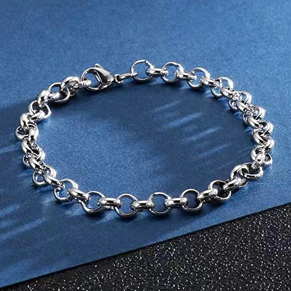 DOTIFI Edelstahl Armband Hip-Hop Punk Stil Einfache Runde Schnalle Kette Mode Personalisierte Schmuck Weibliche Party Geschenke