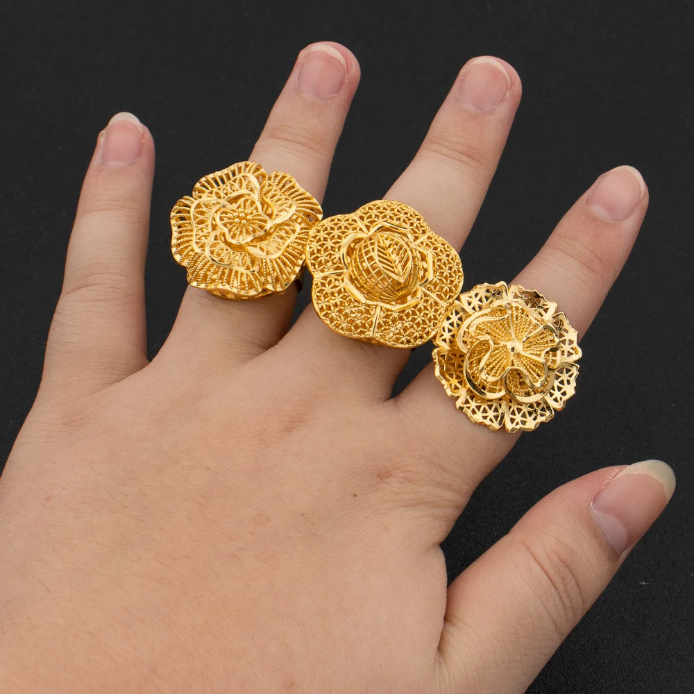 Luxuriöse 18K vergoldete Ringe Kupfer Party Frauen Verstellbare lange Ringe Mode Hochzeit Braut Runde Öffnung Damen Fingerring Geschenk
