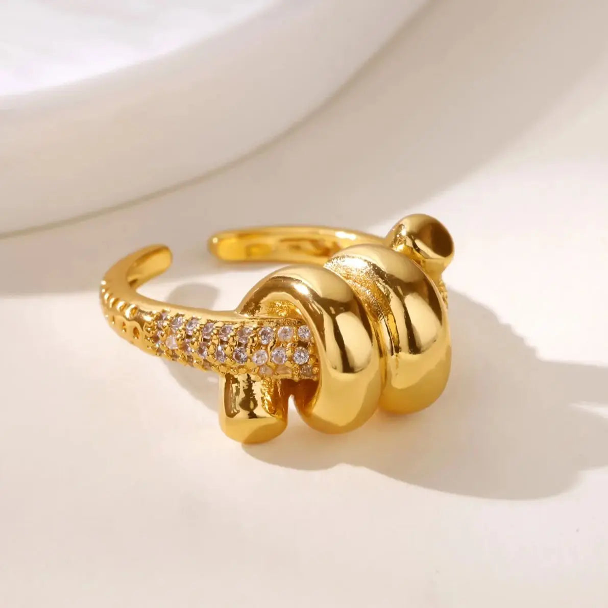 Zirkon Stern Knoten Ringe Für Frauen Gold Farbe Edelstahl Geometrische Verstellbare Fingerringe Hochzeit Paar Schmuck Geschenke