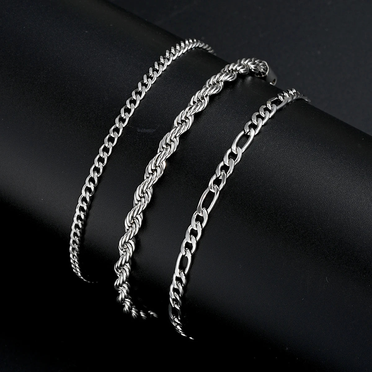3tlg/Set Edelstahl Punk Cuban Chain Armband für Herren Minimalistisches Silberfarbenes Hip Hop Armband Party Mode Schmuck Geschenke