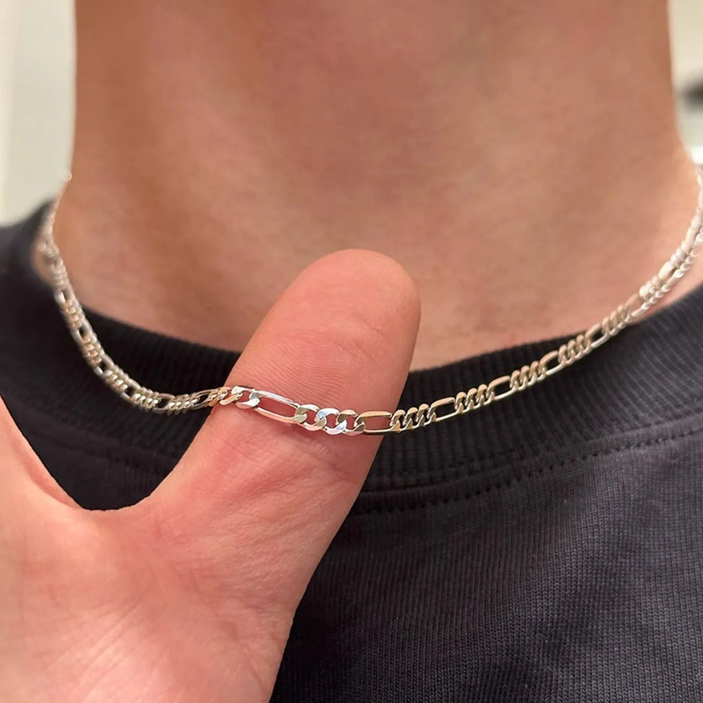 Feine, edle Neuheit, 925er Silber 4MM Kette für Herren Damen Armband Halskette Schmuckset Dame Weihnachtsgeschenke Charms Hochzeit