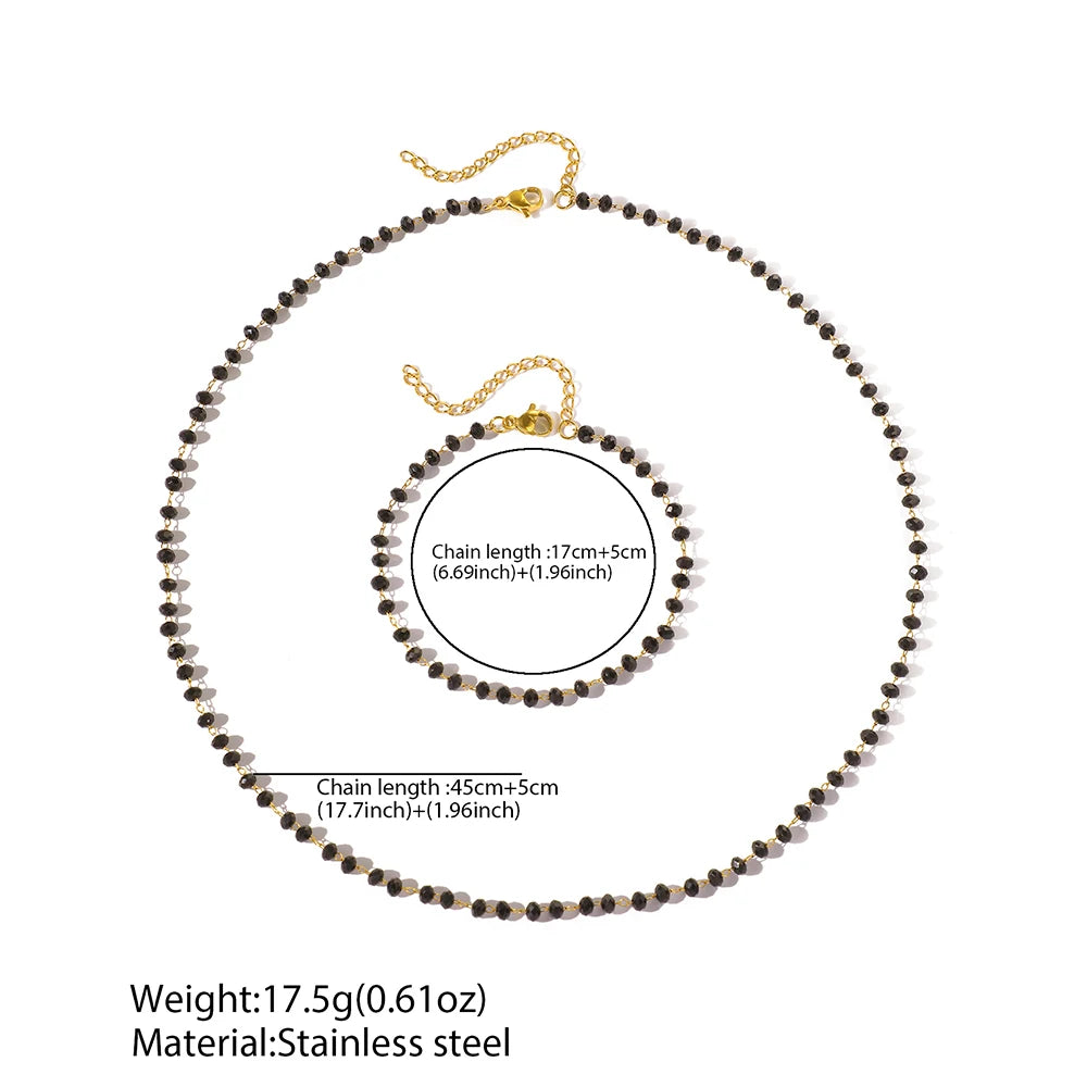 Stainless Steel Jewelry Set Simple Atmospheric Black Imitation Pearl Design Jewelry Set For Women Jewelry Exquisite Party Favors