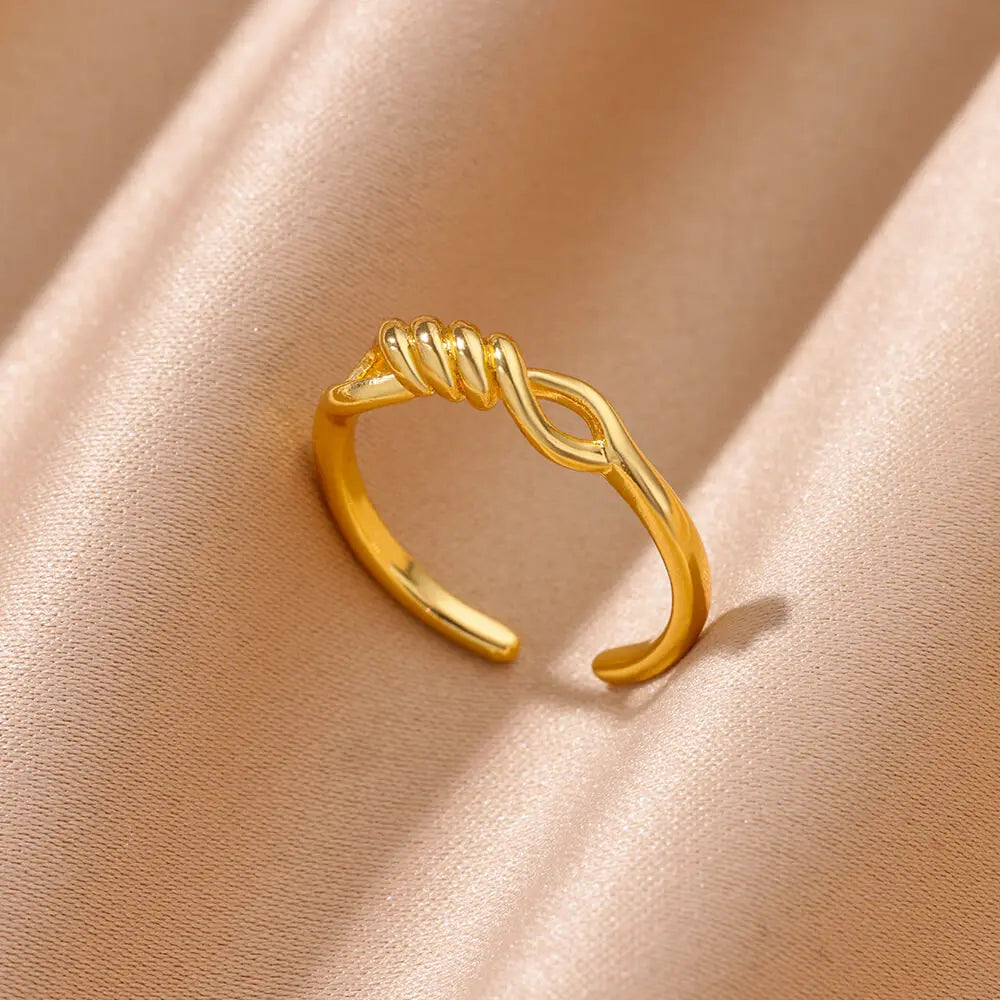 Hohle Liebesherz-Stern-Ringe für Damen, Edelstahl, Goldfarben, kubanische Kette, Ring, Trend, Hochzeit, Schmuck, Geschenk, anillos mujer