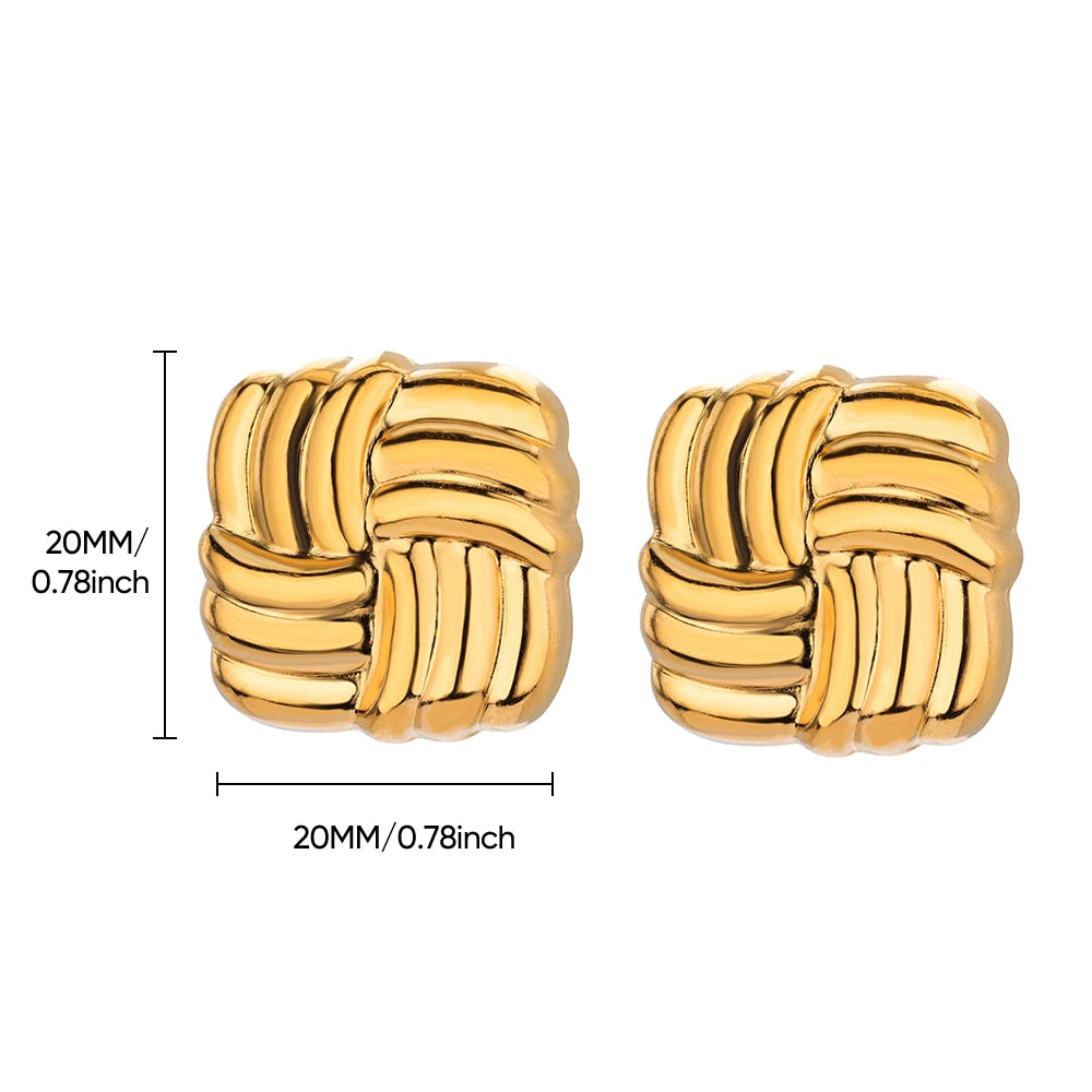 Temperament Quadratische Textur Ohrringe für Frauen Edelstahl Goldfarbe Persönlichkeit Trend Ohrstecker Modeschmuck Exquisit