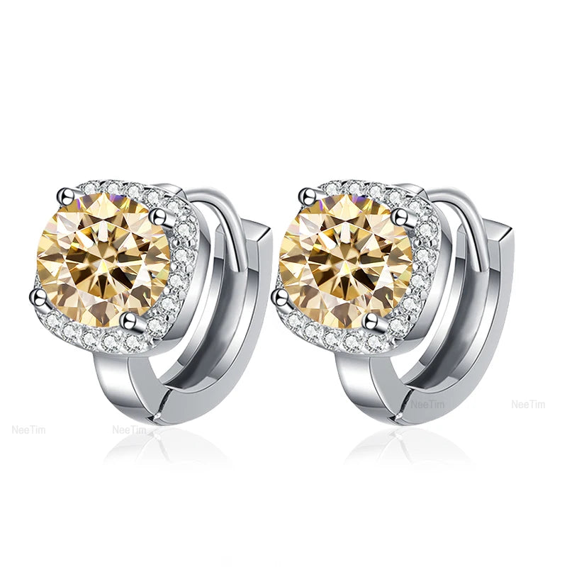 NeeTim 0,5 ct 1 ct Regenbogenfarbene Moissanit-Ohrstecker für Damen, S925 Silber, Schwarz, Blau, Rosa, Labor-Diamant-Ohrstecker für die Hochzeit