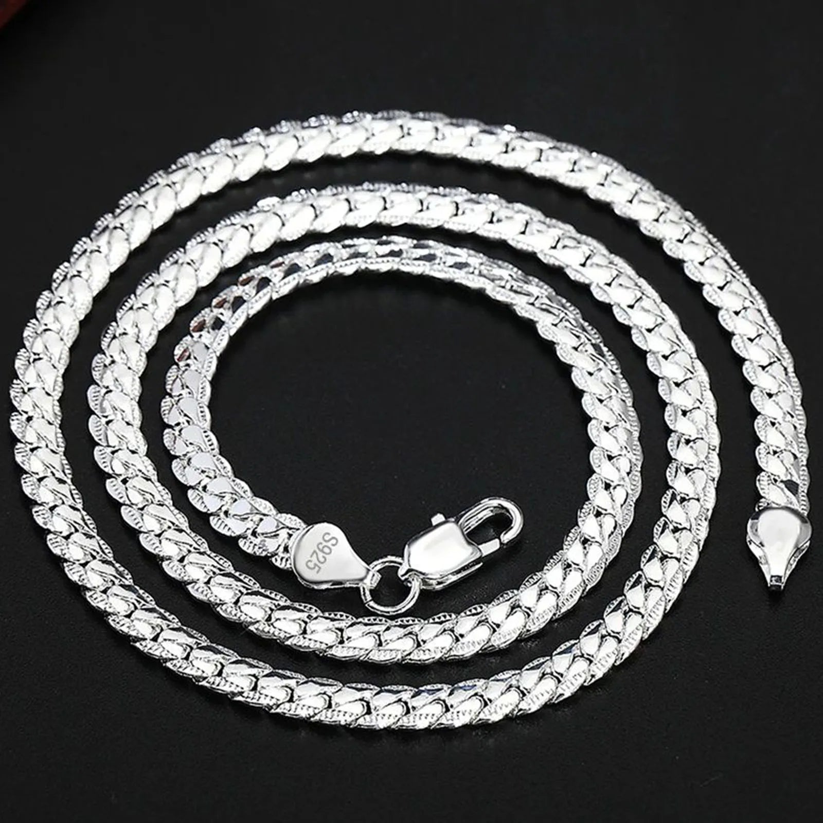 925 Sterlingsilber 8/16/18/20/22/24 Zoll 6mm Seitenkette Halskette Armband für Damen Herren Mode Charme Hochzeit Schmuck