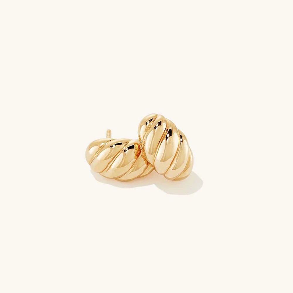 Goldfarbene kleine Edelstahl-Creolen für Damen, Croissant-Dôme-Ohrringe, schlichte Ohrringe, Vintage Geometrie