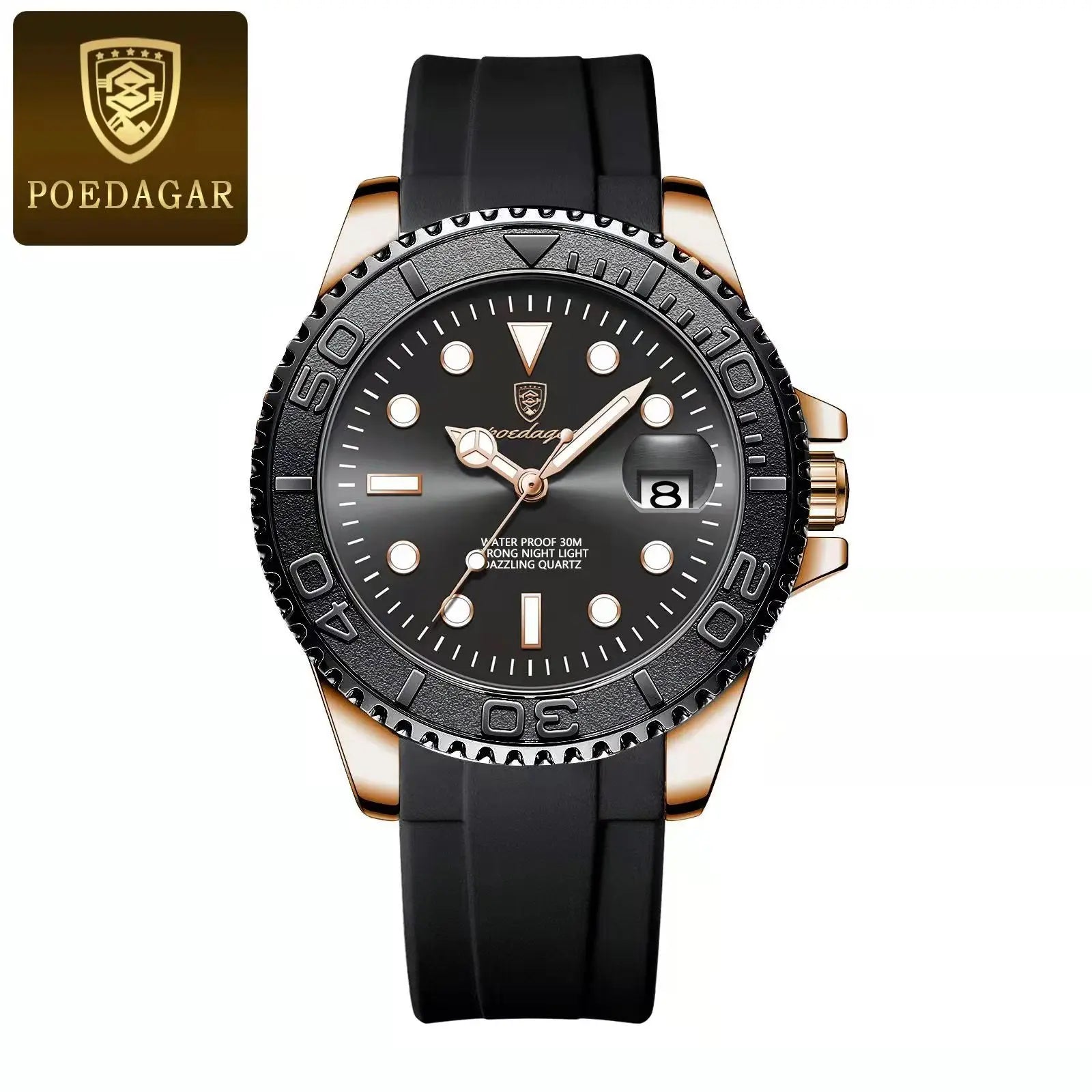 POEDAGAR Top Luxury Reloj para Hombre Impermeable Luminoso Fecha Reloj de Hombre de Acero Inoxidable Reloj Masculino Deportes Moda Relojes de Cuarzo para Hombre