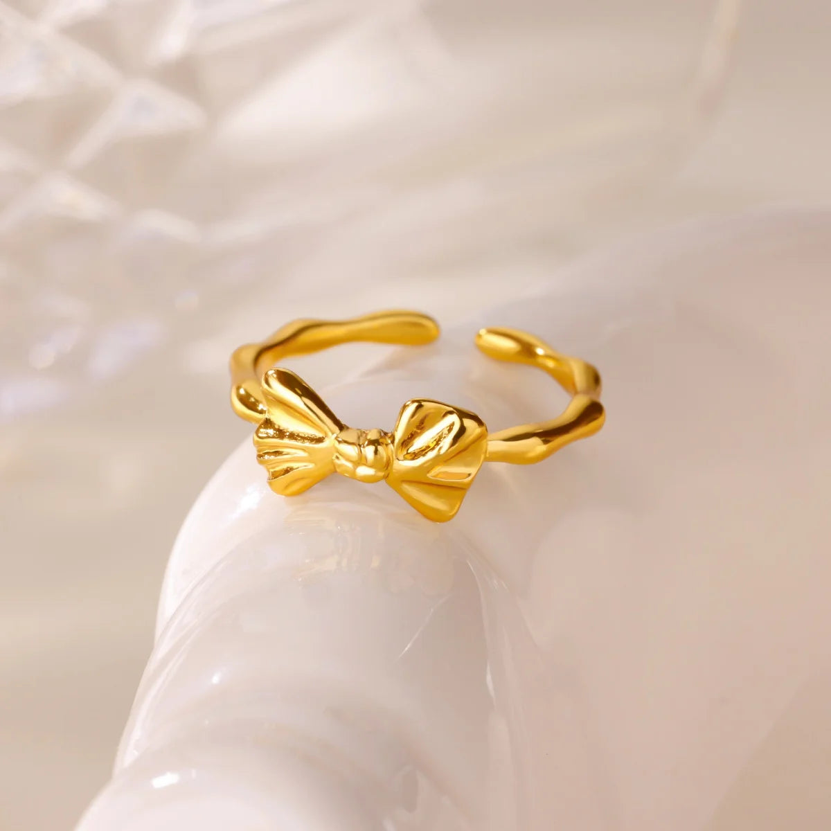 Edelstahl-Schmetterlings-Schleifenringe für Frauen Mode Zirkon-Herz-offener Ring Trendiger ästhetischer Schmuck Party Hochzeitsgeschenk