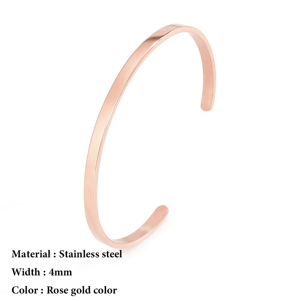 SUNIBI 4mm 6mm Edelstahl Manschette Goldfarben Armreif für Frauen Schmuck Geschenke Großhandel Dropshipping