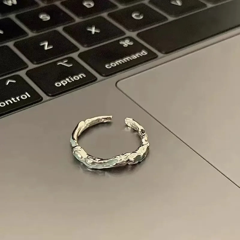925er Sterling Silber Luxus-Qualität Schmuck Unregelmäßiger Tropfenkleber Verstellbare Ringe Für Frauen Accessoires Schmuck Argent 925