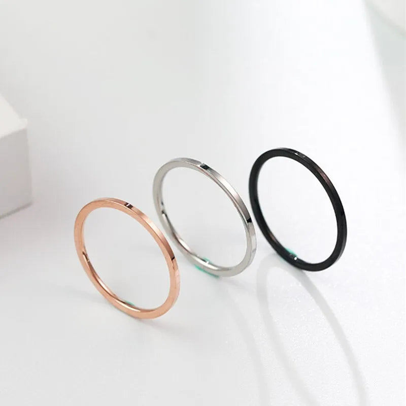 Anillo Apilable Fino de Acero Inoxidable de 1 mm, Banda Lisa, Anillo Midi para Nudillos para Mujer y Niña, Tallas 3-10