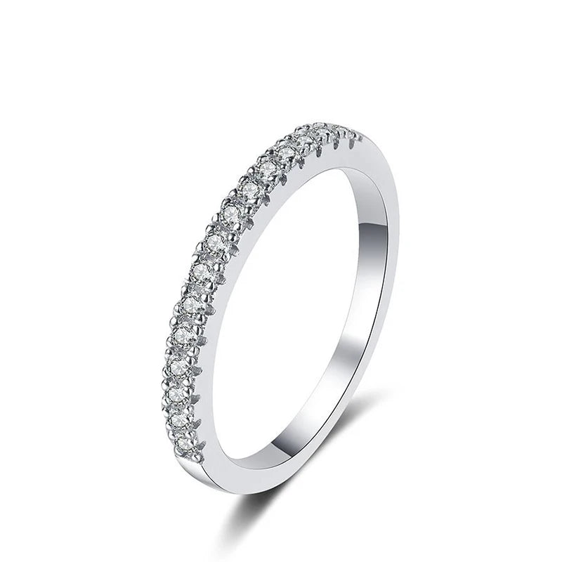 NeeTim Full D Color Moissanite Wedding Band Ring 925 Sterling Silver Eternity Band Engagement Bride Bands Party Rings For Women