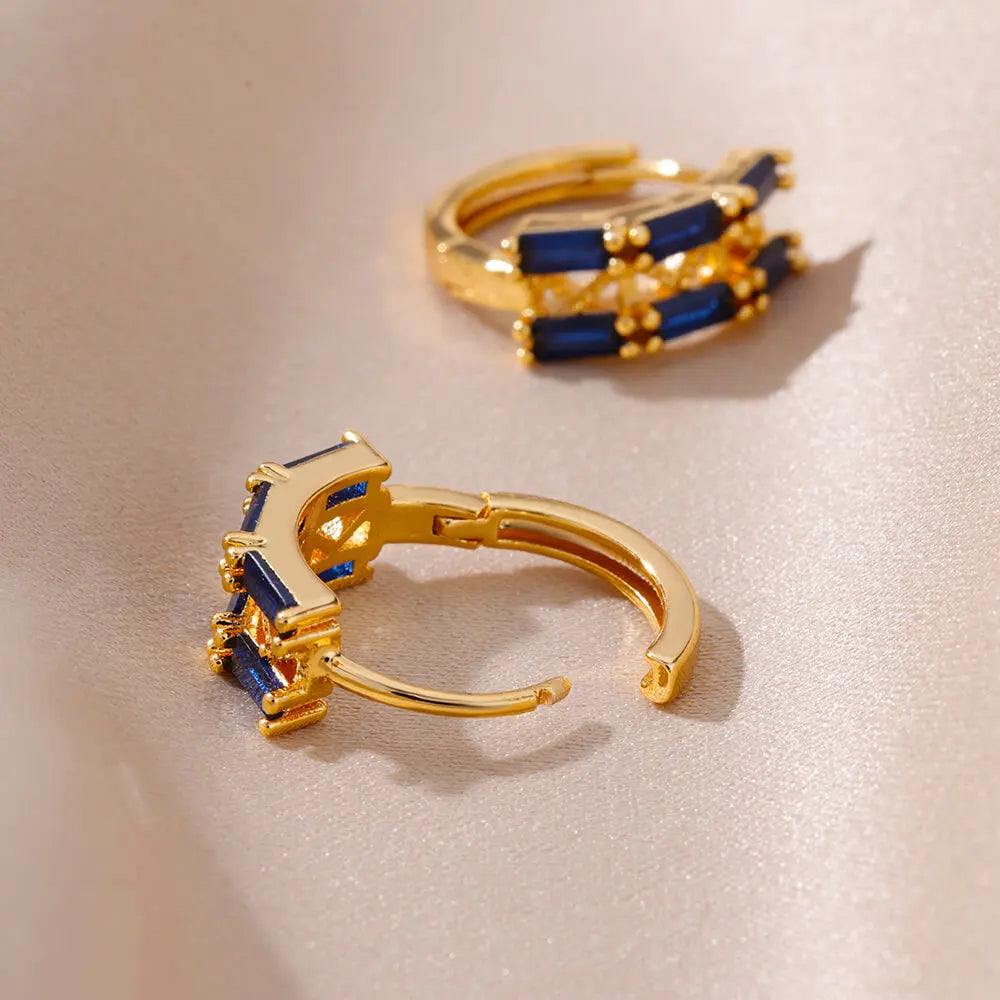 Luxus Blaue Zirkon Ohrringe für Damen Edelstahl Ohrringe 2024 Trendiges Neues Design Goth Schmuck Ohrringe Damen