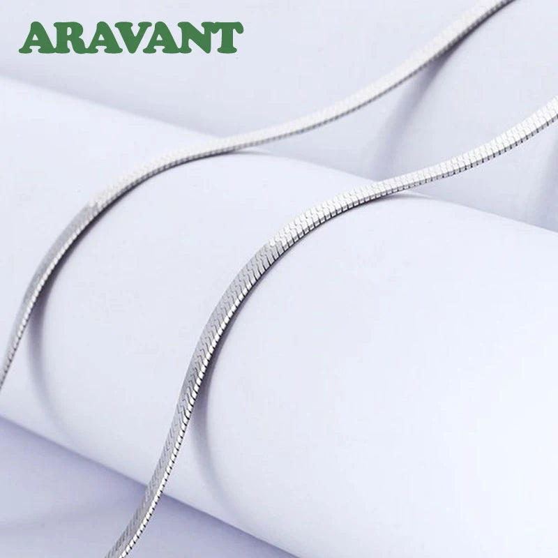 Aravant Collar de cadena de hueso de serpiente de plata 925 de 4 mm para mujer, joyería de moda para hombre