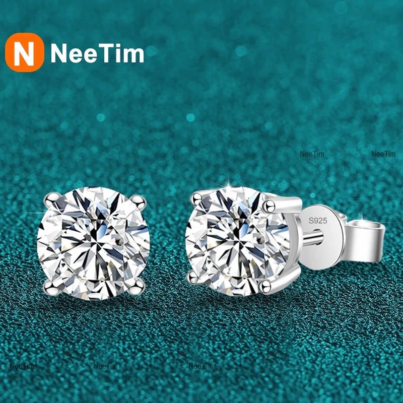 NeeTim 0.1ct-5ct D Moissanit Ohrstecker Labordiamant 925 Sterling Silber mit Weißgoldauflage Hochzeitsschmuck für Damen und Herren