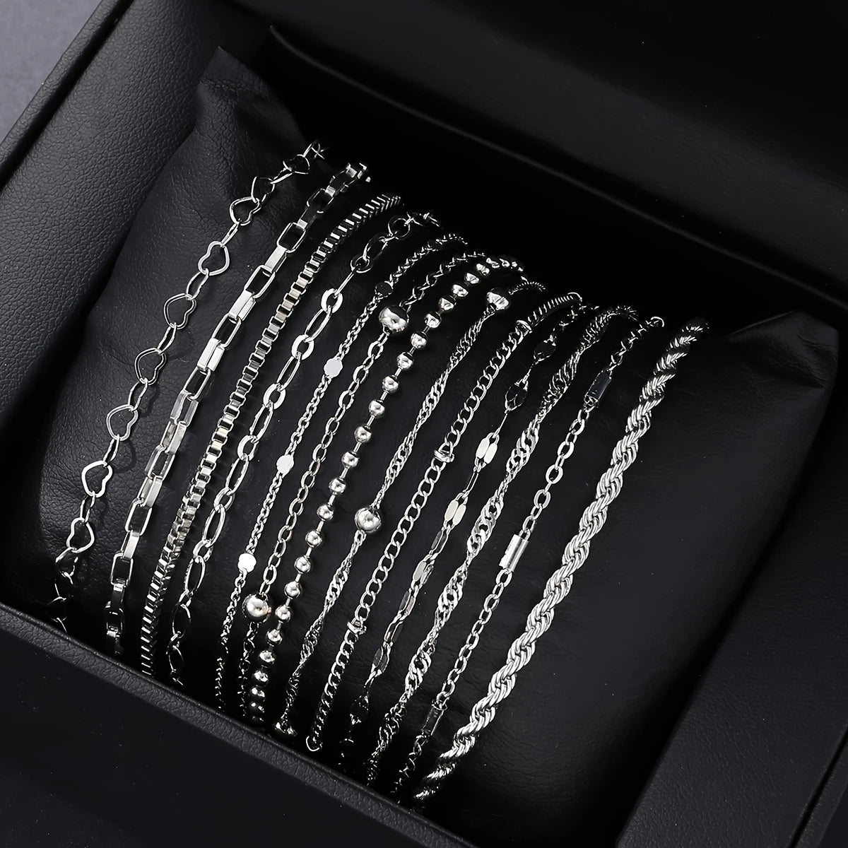 13-teiliges Edelstahl-Armband-Set für Damen, Silber Gold Farbe Multi-Style-Kombinationskette, Wasserdichter exquisiter Schmuck Geschenk