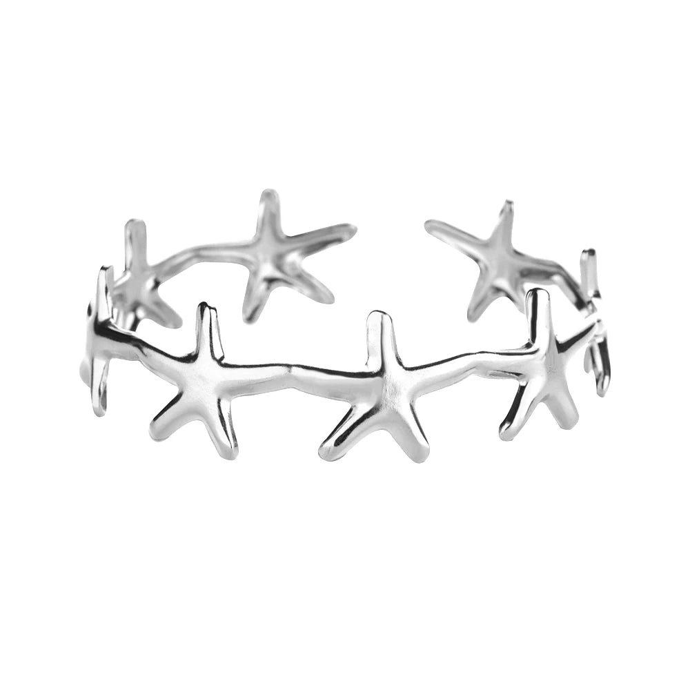 Minimalistische Seestern-Armreifen für Damen, Glücksbringer aus Edelstahl, Armbänder, Trend 2024, weiblicher Charmschmuck, Handgelenk-Accessoires BFF