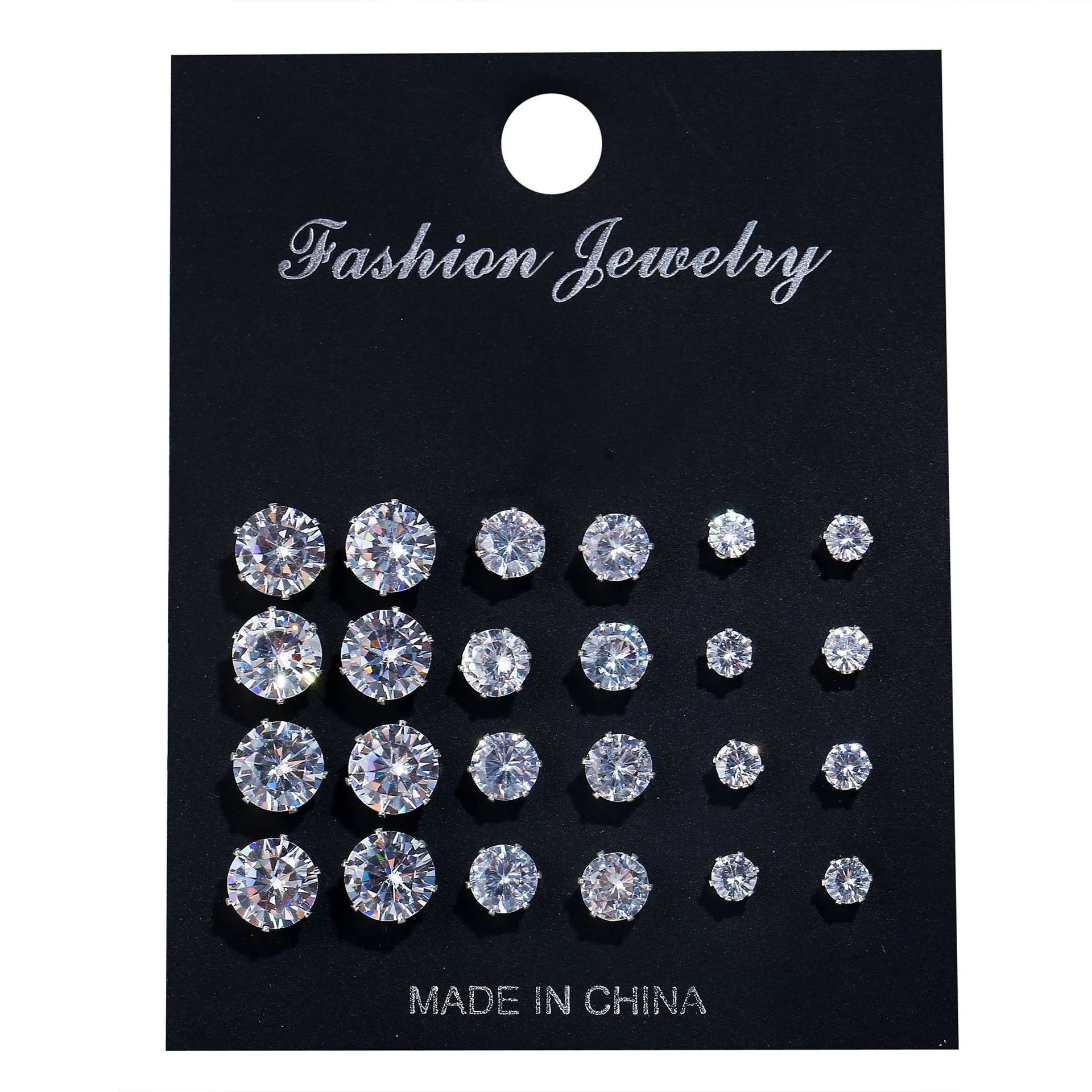 12 Paar Zirkonia-Ohrringe Set, brillante, glänzende Ohrstecker für Frauen, schlichter Perlen-Unregelmäßiger Trendy Schmuck Zubehör 2024 Neu