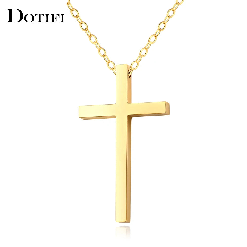 Stainless Steel Necklaces Classic Cross Jesus Fashion Large Style Man Chain Necklace For Women Jewelry Collar Pendant Gifts NEW