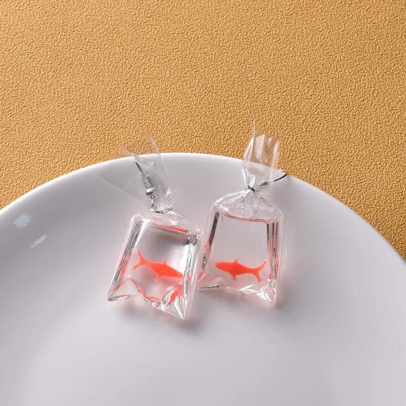 Kreativer Goldfisch Ohrring Einzigartiger transparenter Goldfisch Anhänger Ohrring Süße Koi-Fisch Ohrhänger Personalisierter Schmuck Großhandel