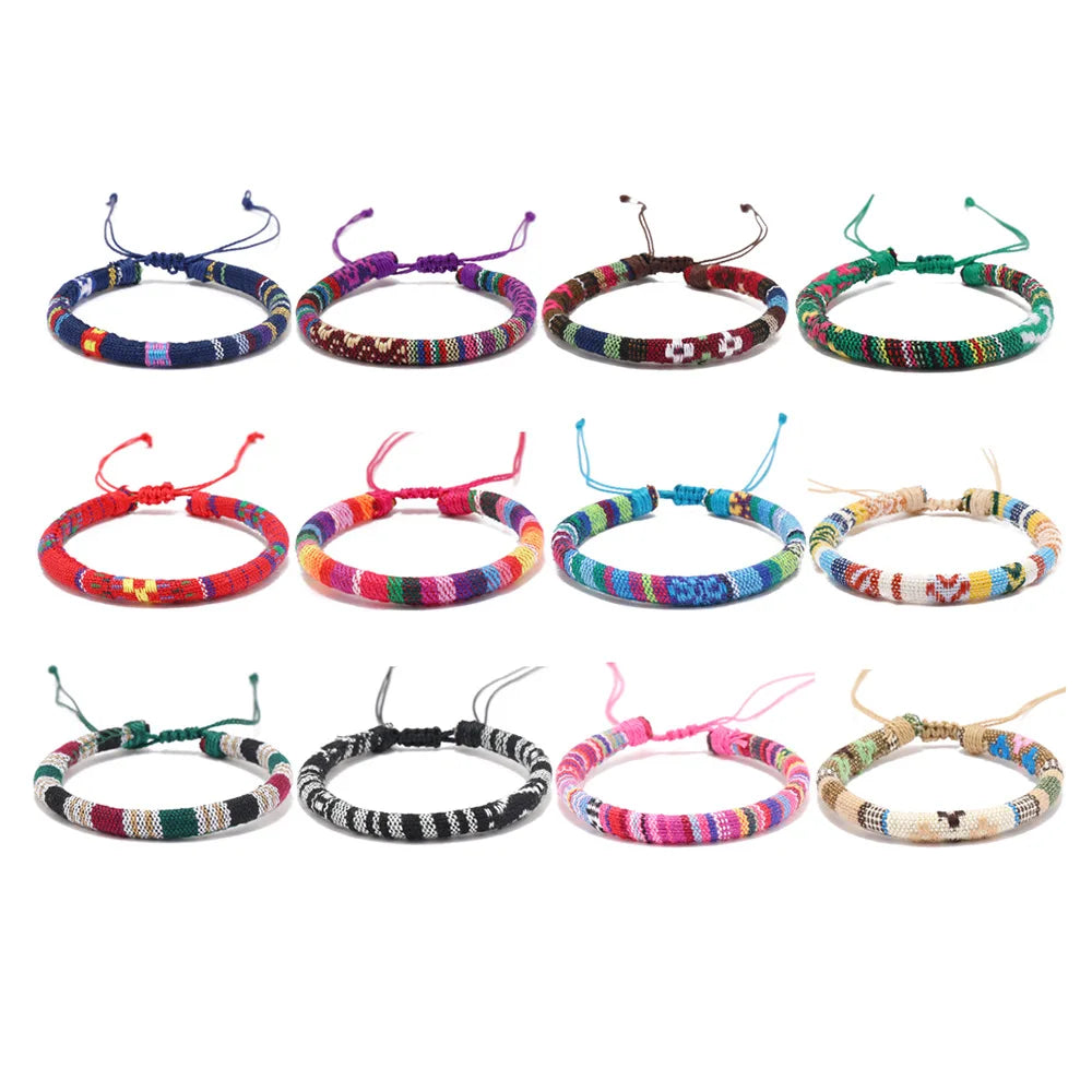 12 Stück Böhmisches Surfer-Strand-Armband-Set für Herren und Damen Geflochtene Boho-Sommerarmbänder Handgemachter Festival-Schmuck
