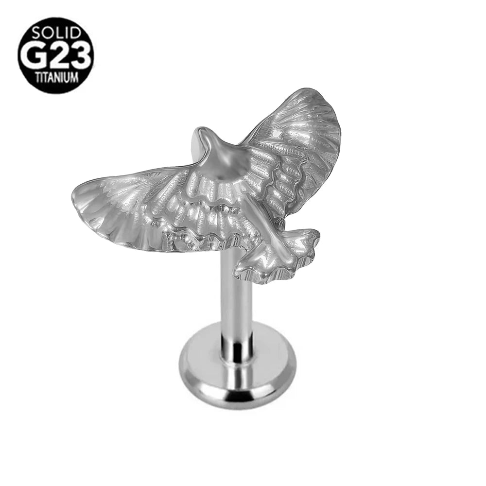 Piercing Labret G23 Titanio Serpiente Abeja Pluma 16G Rosca Interna Pendiente Cartílago Hélice Joyería Corporal