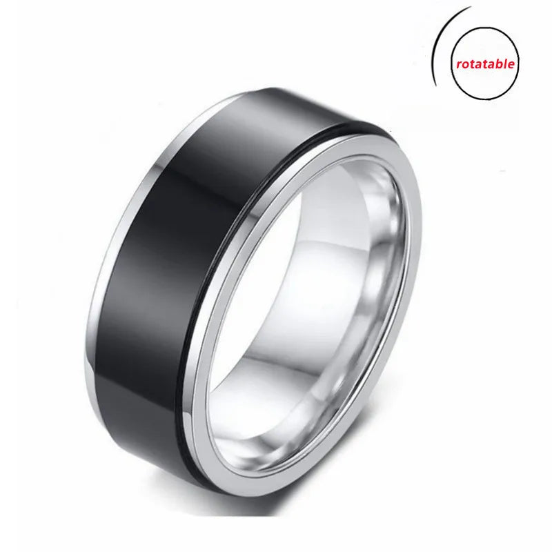 Spinning Anxiety Relaxing Rings For Couple Rotating Stainless Steel Moon And Star Love Band Fidget Rings  Anillo Antiestres