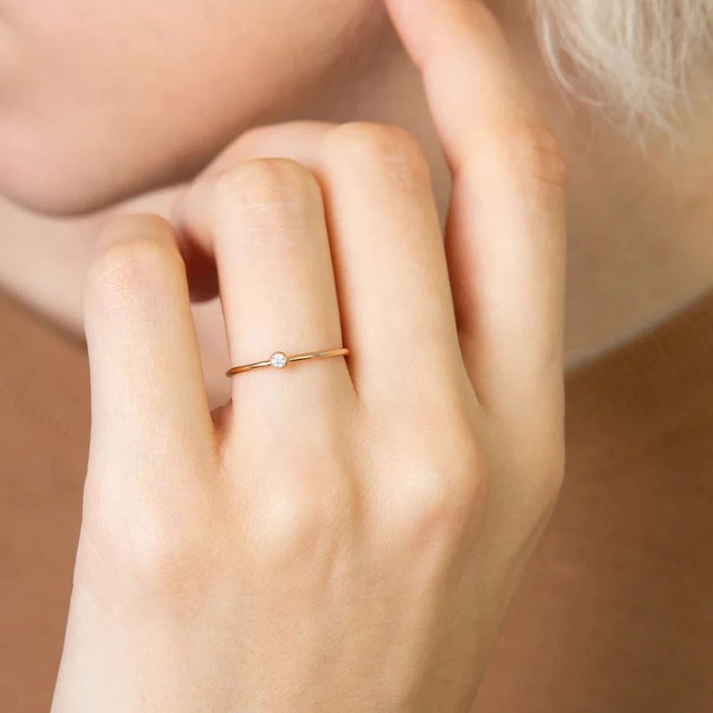 316 Edelstahl Geburtssteinring Gold Farbe Einfacher Modestil Für Frauen Festliche Party Geschenk Schmuck Dropshipping